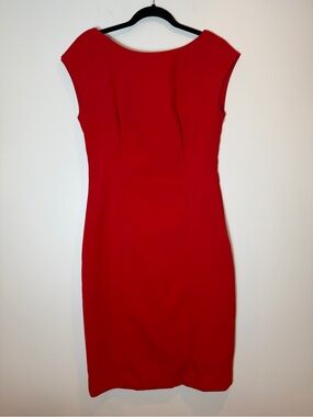 Anthropologie Maeve Red Evangeline Cap Sleeve Sheath Pencil Dress Size 14